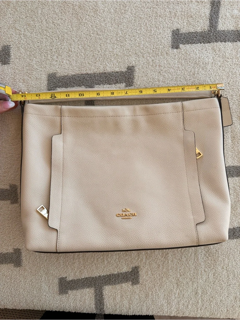 Coach Pebbled Leather Shoulder Bag in Cream with Gold Hardware 2022 scout hobo